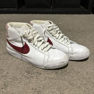 Nike Blazer Mid White with Red Swoosh